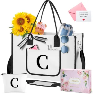 TRSODD Christmas & Mom Gifts: Beach Bags w/ Inner & Front Pocket, Shoulder Strap, Gift Box