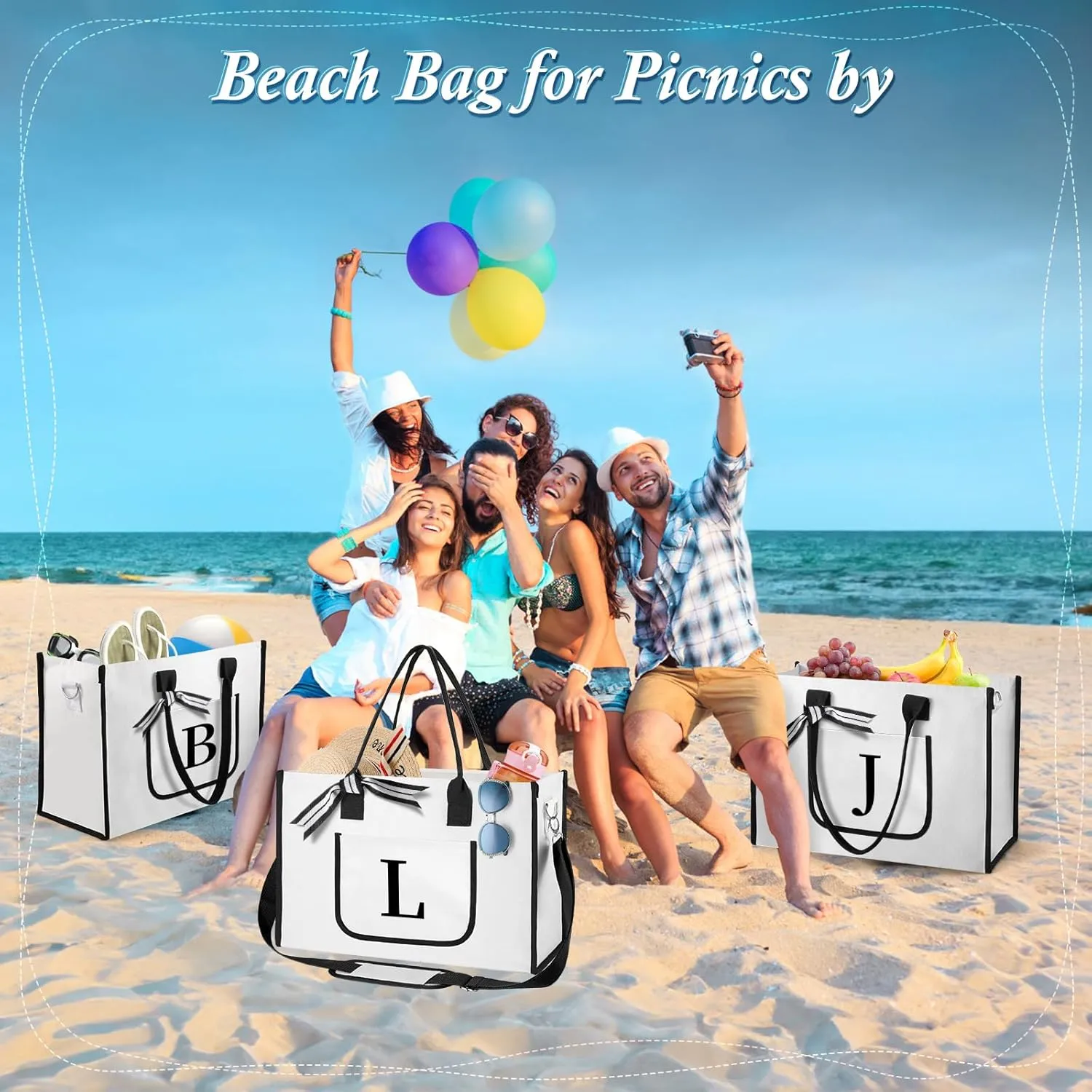 TRSODD Christmas & Mom Gifts: Beach Bags w/ Inner & Front Pocket, Shoulder Strap, Gift Box