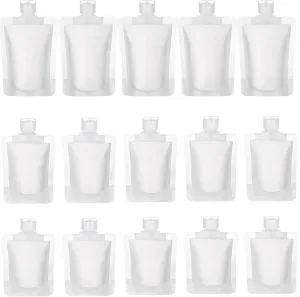 TUZAZO 15pcs Travel Pouches for Toiletries, TSA Approved, Refillable Empty Travel Size Containers, Small Squeeze Pouches Travel Bottles for Shampoo Conditioner Lotion Soap Liquids