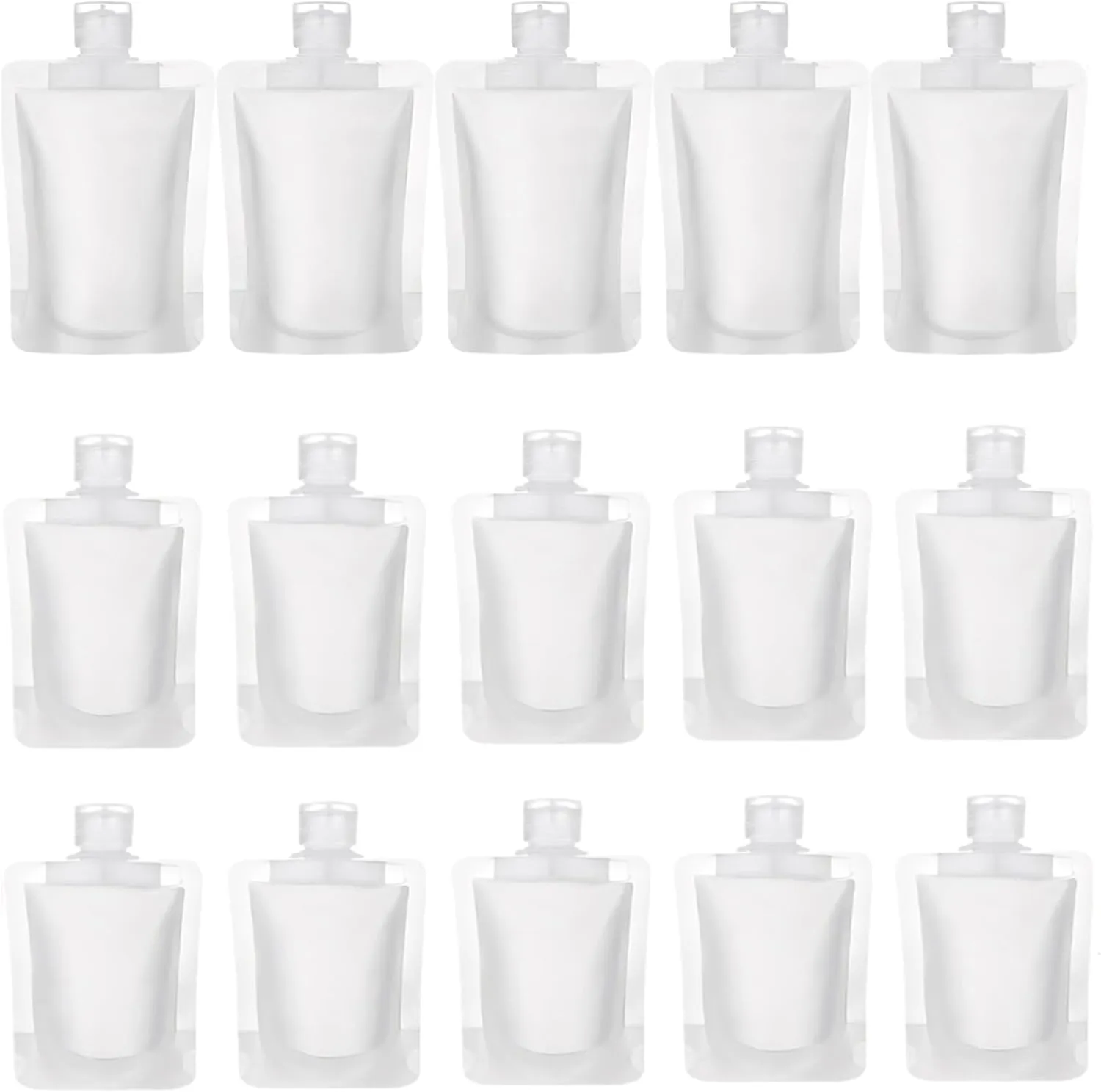 TUZAZO 15pcs Travel Pouches for Toiletries, TSA Approved, Refillable Empty Travel Size Containers, Small Squeeze Pouches Travel Bottles for Shampoo Conditioner Lotion Soap Liquids