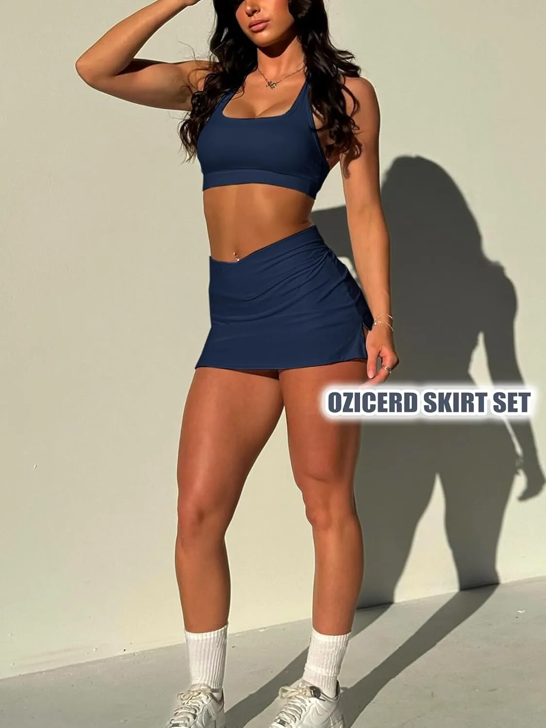 Two Piece Tennis Skirt Sets for Women 2 Piece Mini Skirt Set Going Out Golf Skort Athletic Skirt Pickleball Outfit