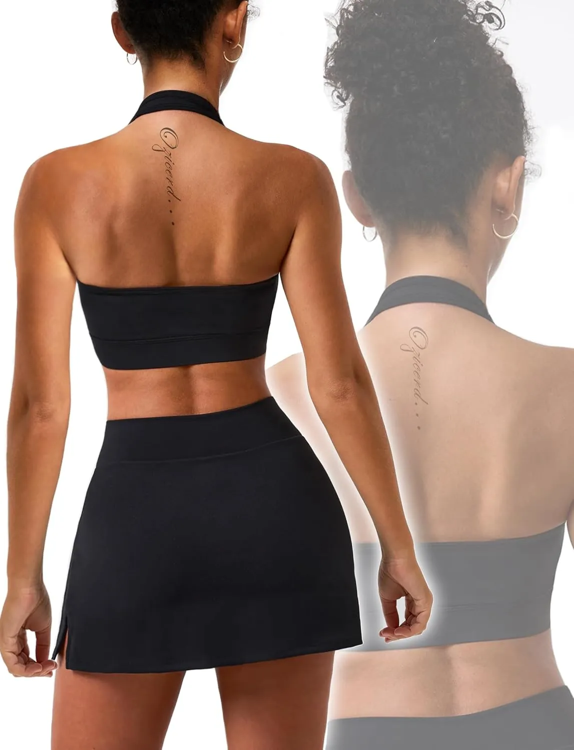 Two Piece Tennis Skirt Sets for Women 2 Piece Mini Skirt Set Going Out Golf Skort Athletic Skirt Pickleball Outfit