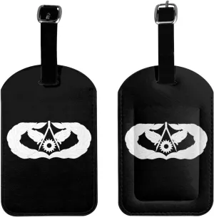 United States Air Force Civil Engineer Badge Luggage Tags for Suitcases PU Leahter Luggage Tag with Privacy Cover ID Tags Men Women Travel Bag Luggage Accessories