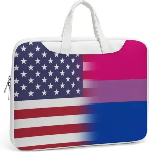 U.S.A. Bisexual Proud Flag Leather Bag Laptop Case Slim Water Resistant Computer Bags with Handle Briefcase for Work