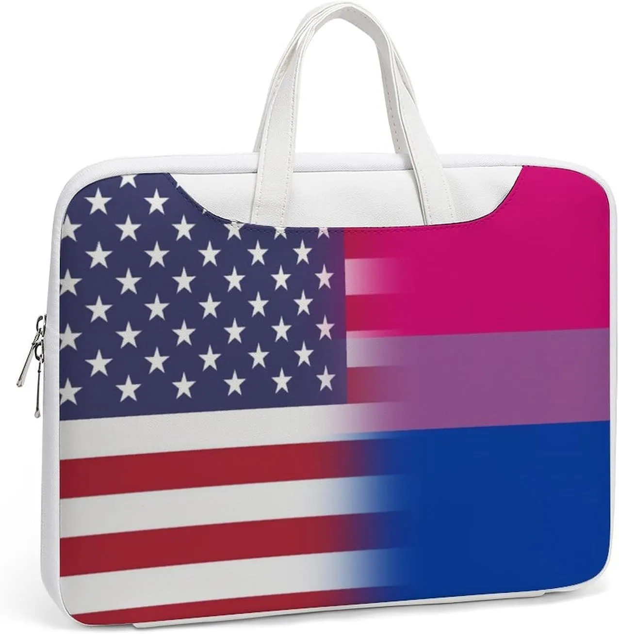 U.S.A. Bisexual Proud Flag Leather Bag Laptop Case Slim Water Resistant Computer Bags with Handle Briefcase for Work