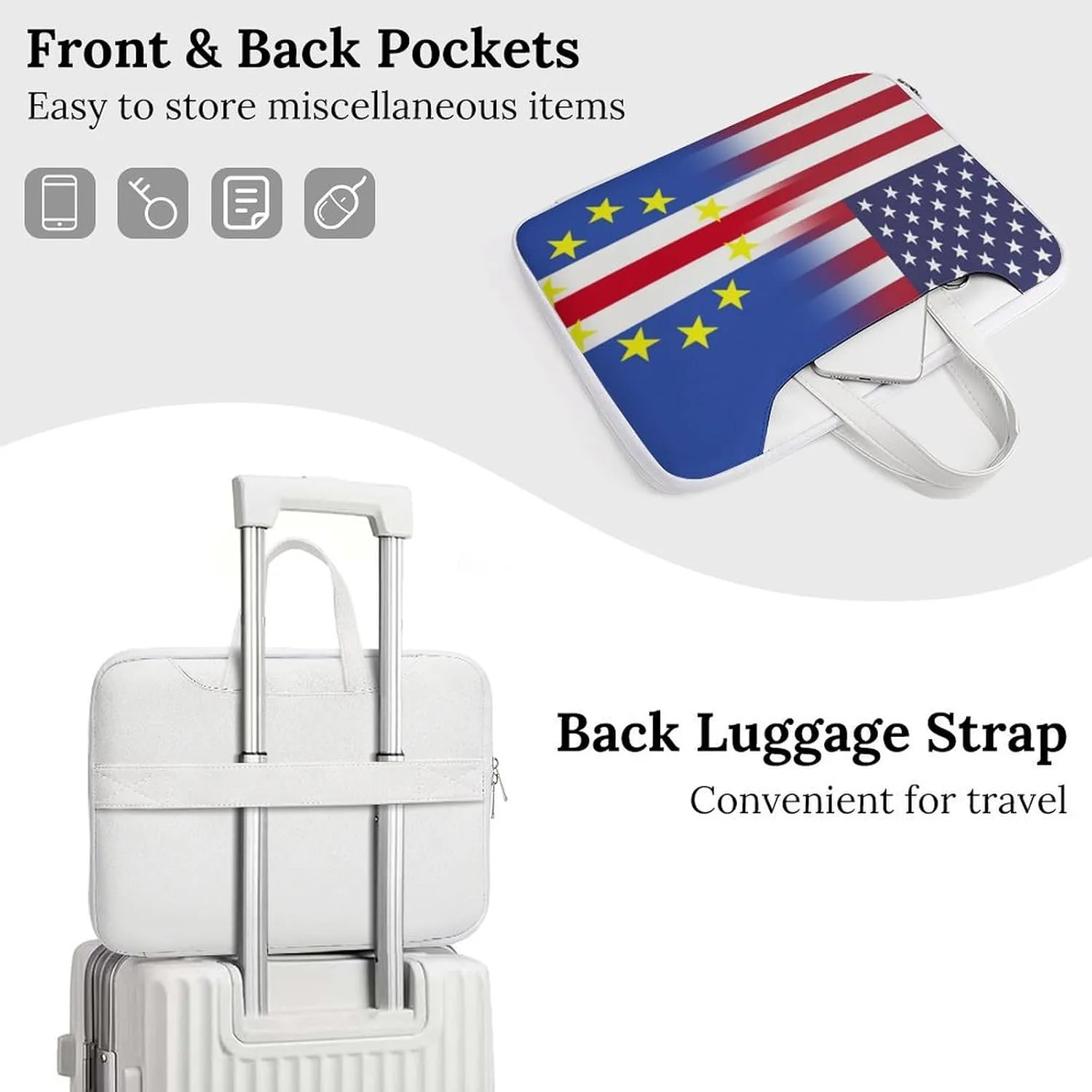 U.S.A Cape Verde Flag Leather Bag Laptop Case Slim Water Resistant Computer Bags with Handle Briefcase for Work
