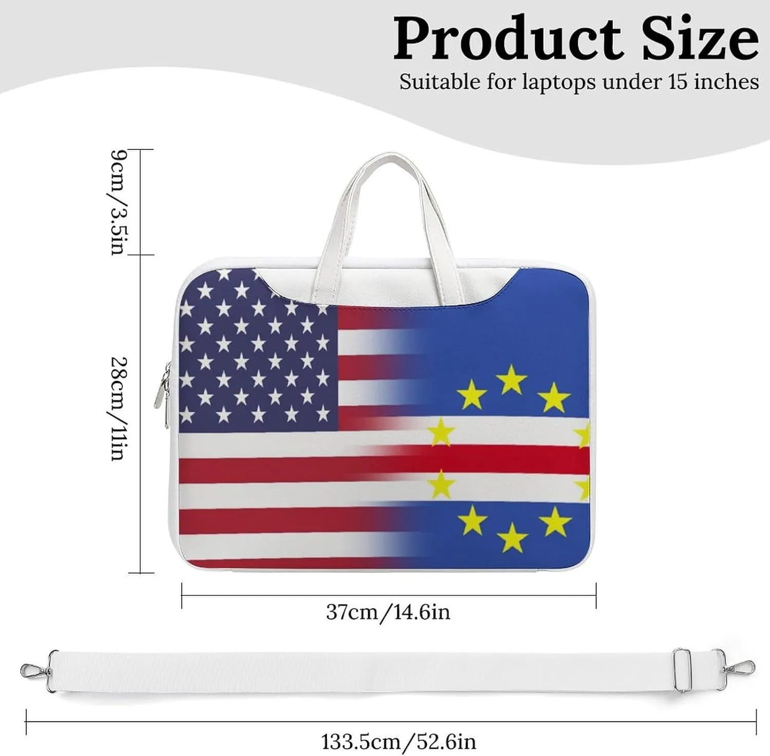 U.S.A Cape Verde Flag Leather Bag Laptop Case Slim Water Resistant Computer Bags with Handle Briefcase for Work
