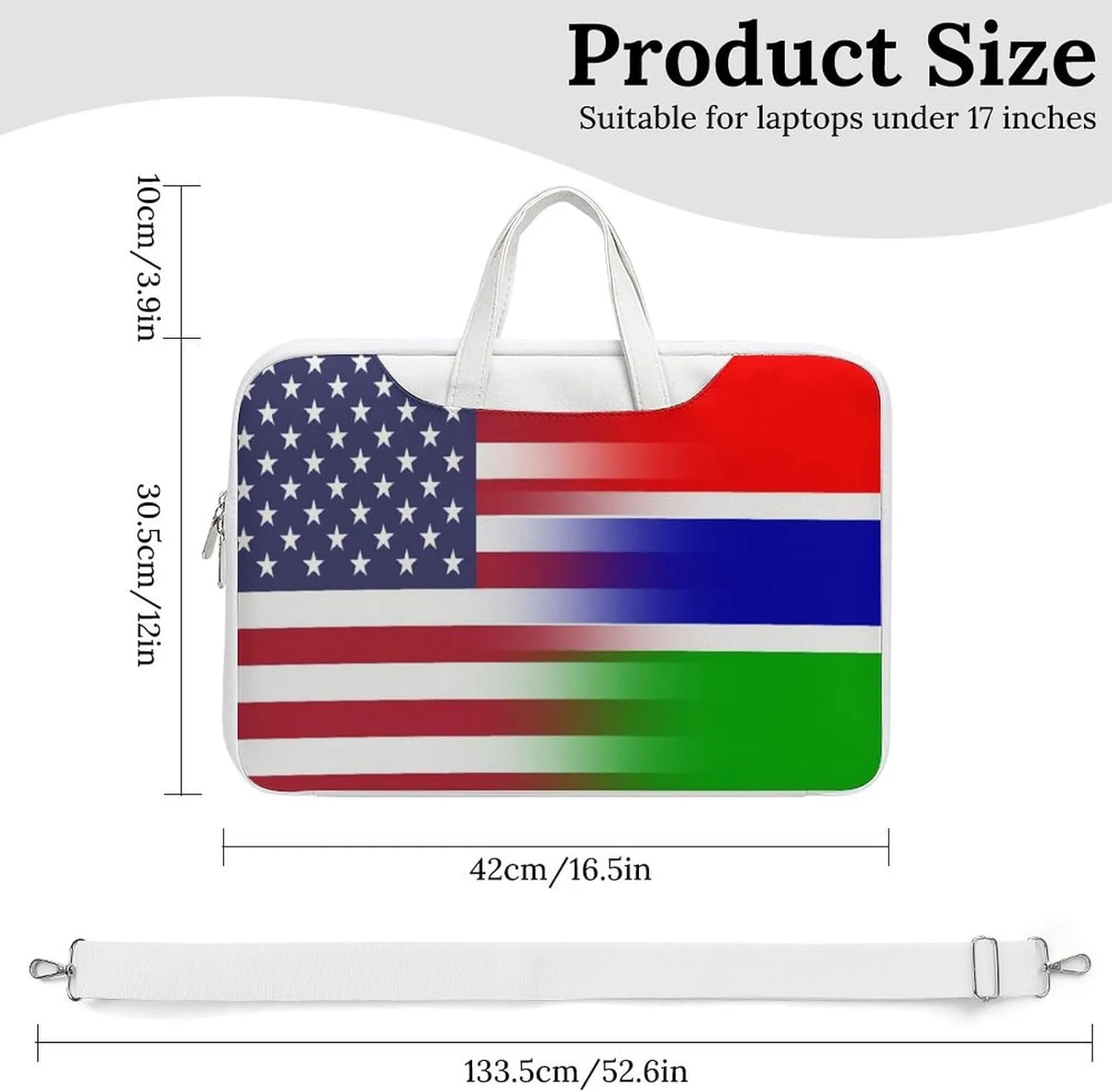 U.S.A Gambia Flag Leather Bag Laptop Case Slim Water Resistant Computer Bags with Handle Briefcase for Work