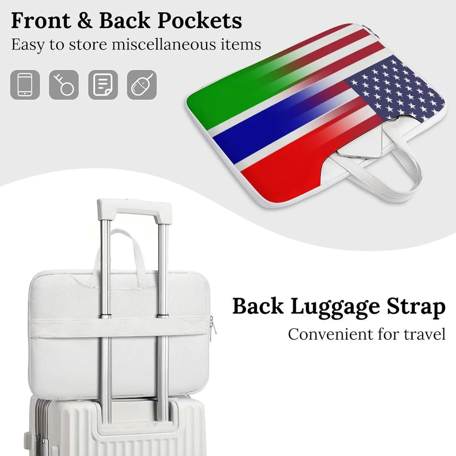 U.S.A Gambia Flag Leather Bag Laptop Case Slim Water Resistant Computer Bags with Handle Briefcase for Work