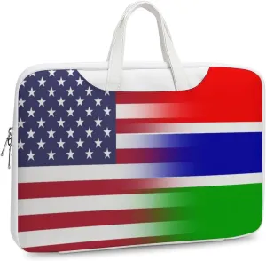 U.S.A Gambia Flag Leather Bag Laptop Case Slim Water Resistant Computer Bags with Handle Briefcase for Work