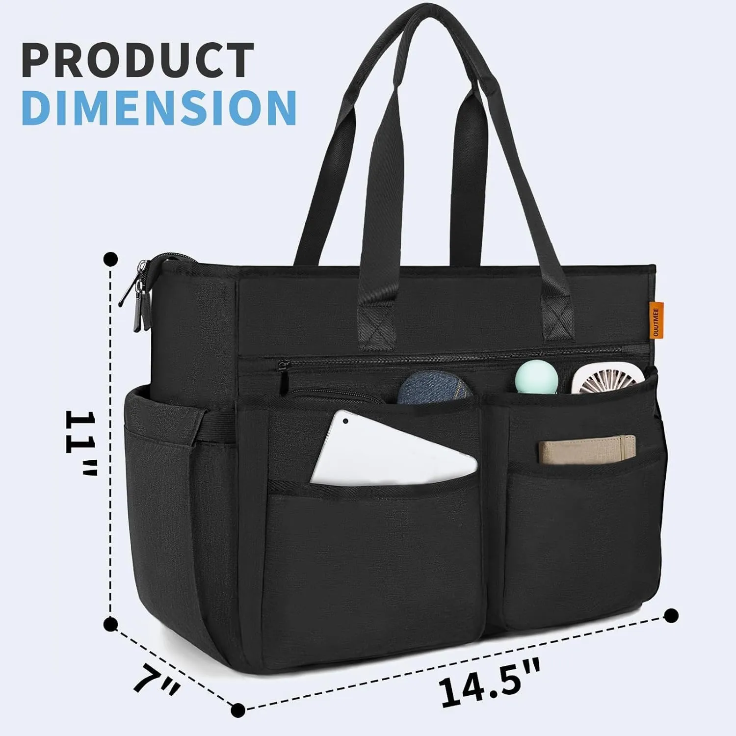 Utility Tote Bag for Women, Multi Pockets Shoulder Bag with Zipper, Laptop Handbag for Teacher, Working Women, Nurses