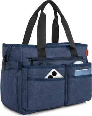 Utility Tote Bag for Women, Multi Pockets Shoulder Bag with Zipper, Laptop Handbag for Teacher, Working Women, Nurses