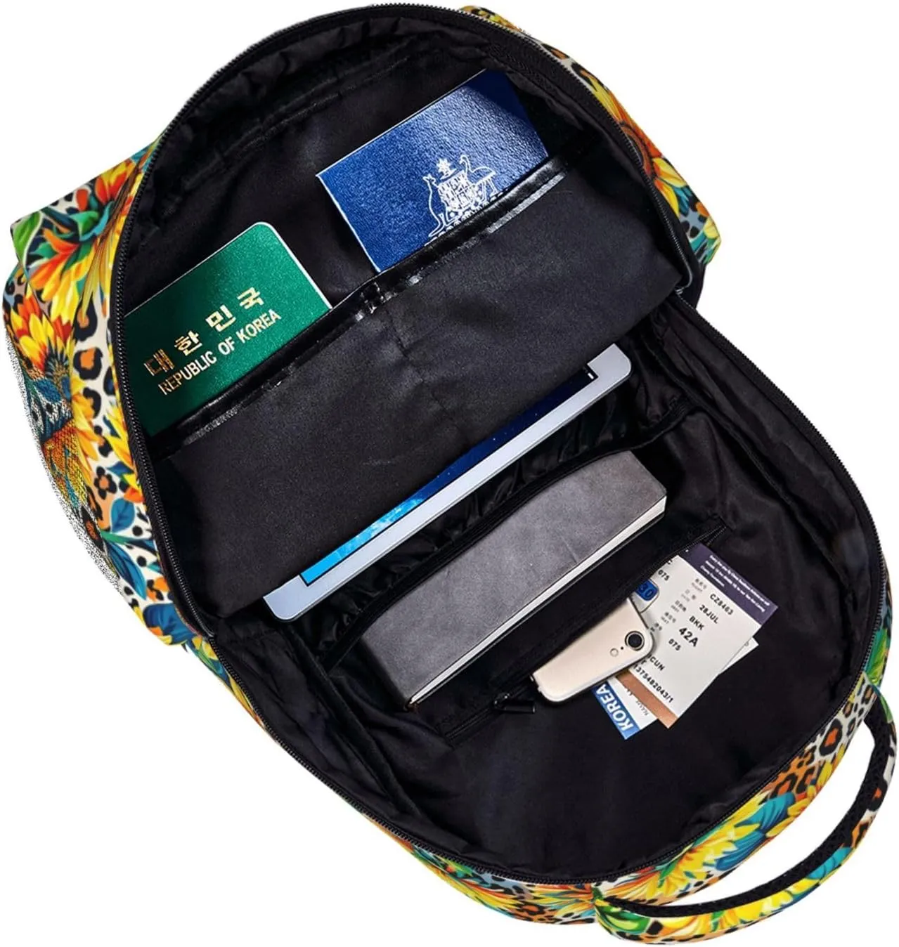 Vibrant Leopard Sunflowers Summer Backpack Adjustable Shoulder Bag 15 Inch Laptop Backpacks for Travel Hiking Outdoor