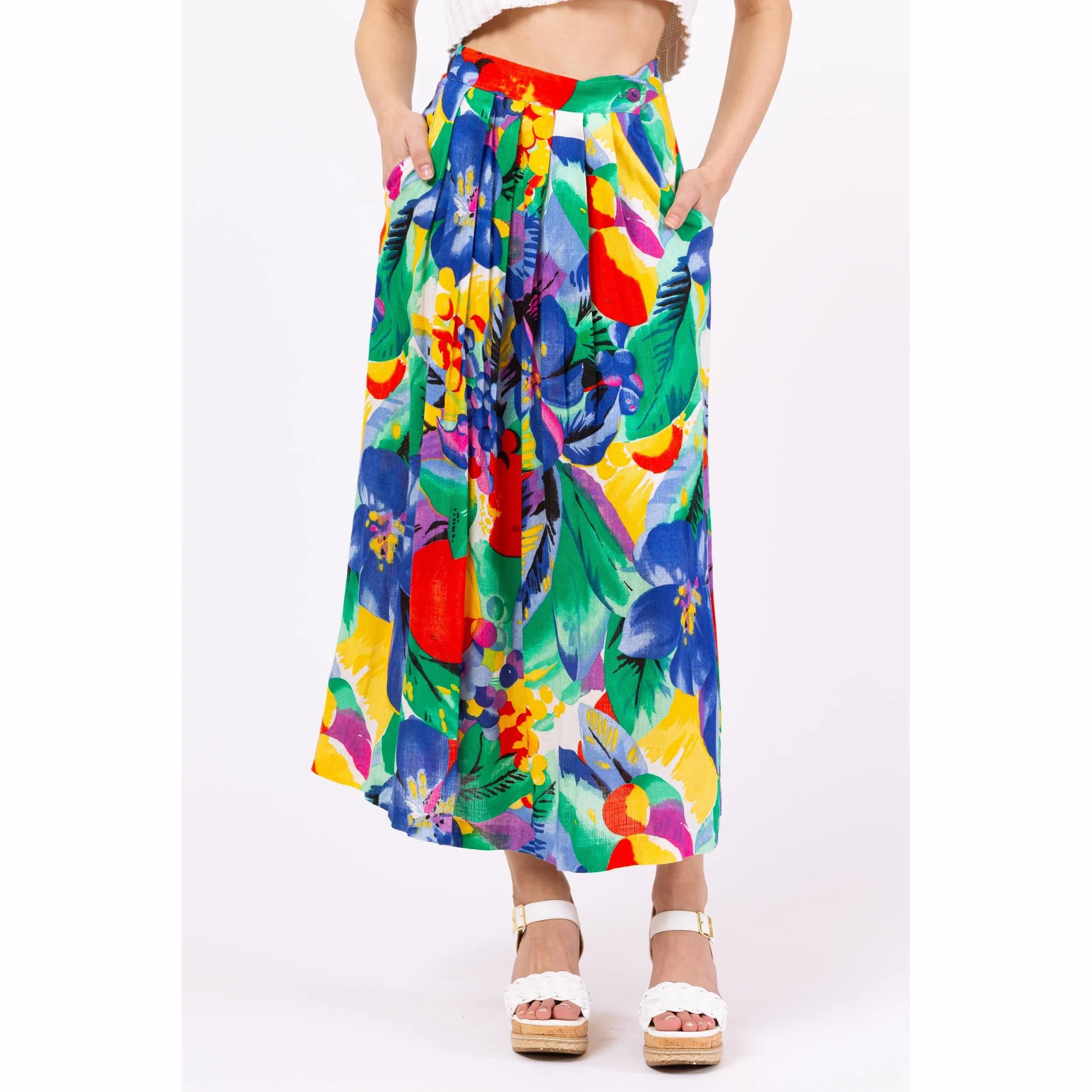 Vintage 90s Fruit Print & Floral Wrap Skirt - Extra Small, 24" Waist