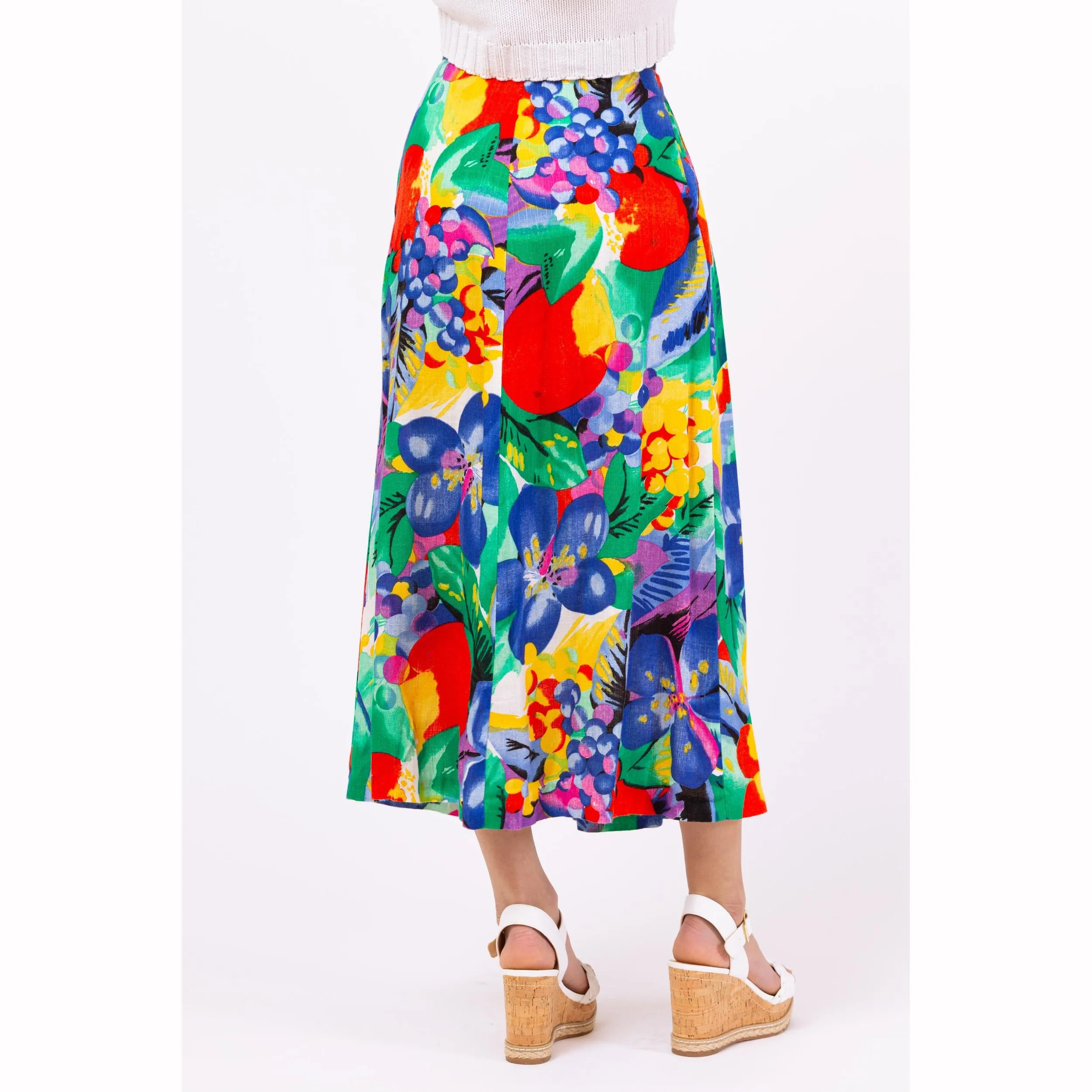 Vintage 90s Fruit Print & Floral Wrap Skirt - Extra Small, 24" Waist