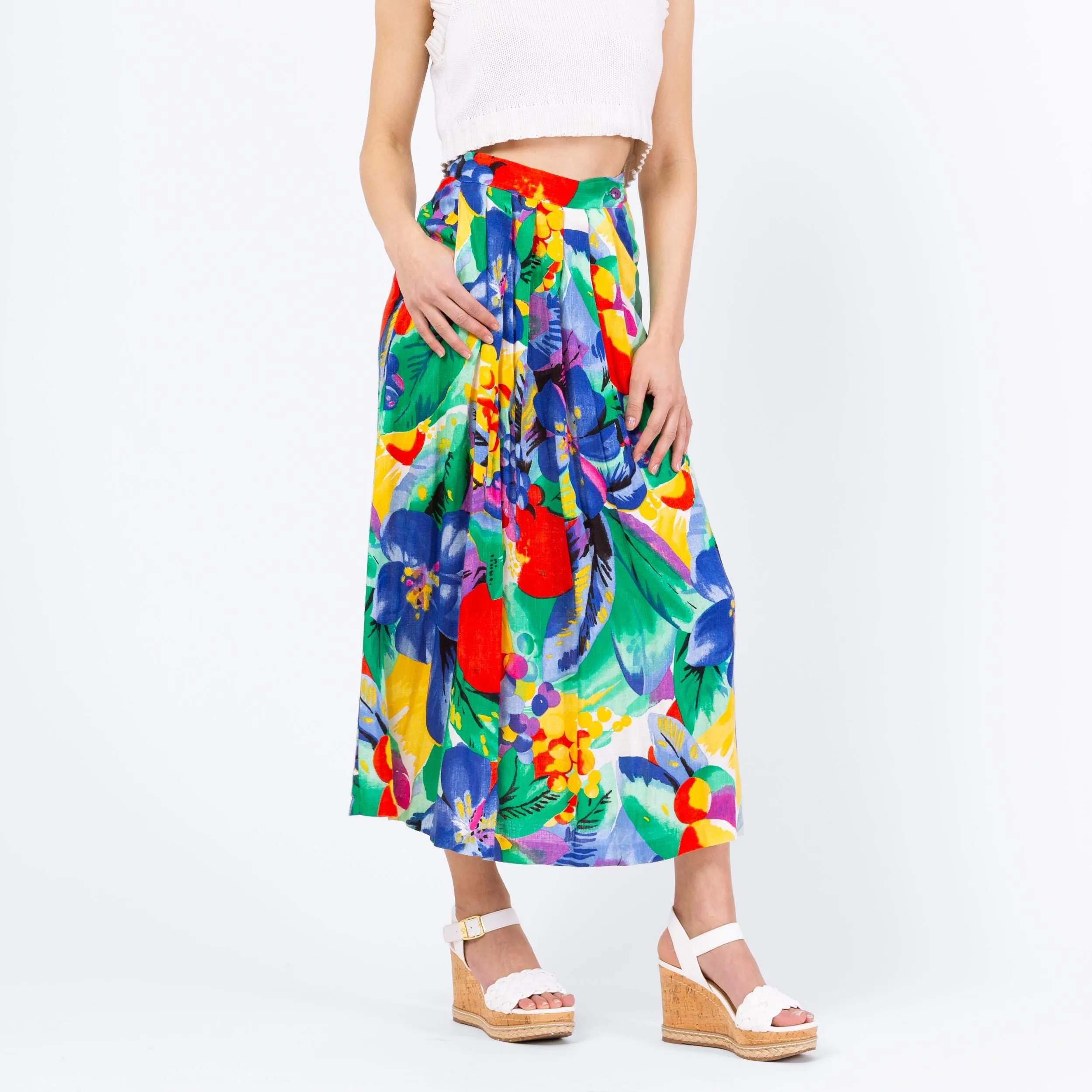 Vintage 90s Fruit Print & Floral Wrap Skirt - Extra Small, 24" Waist