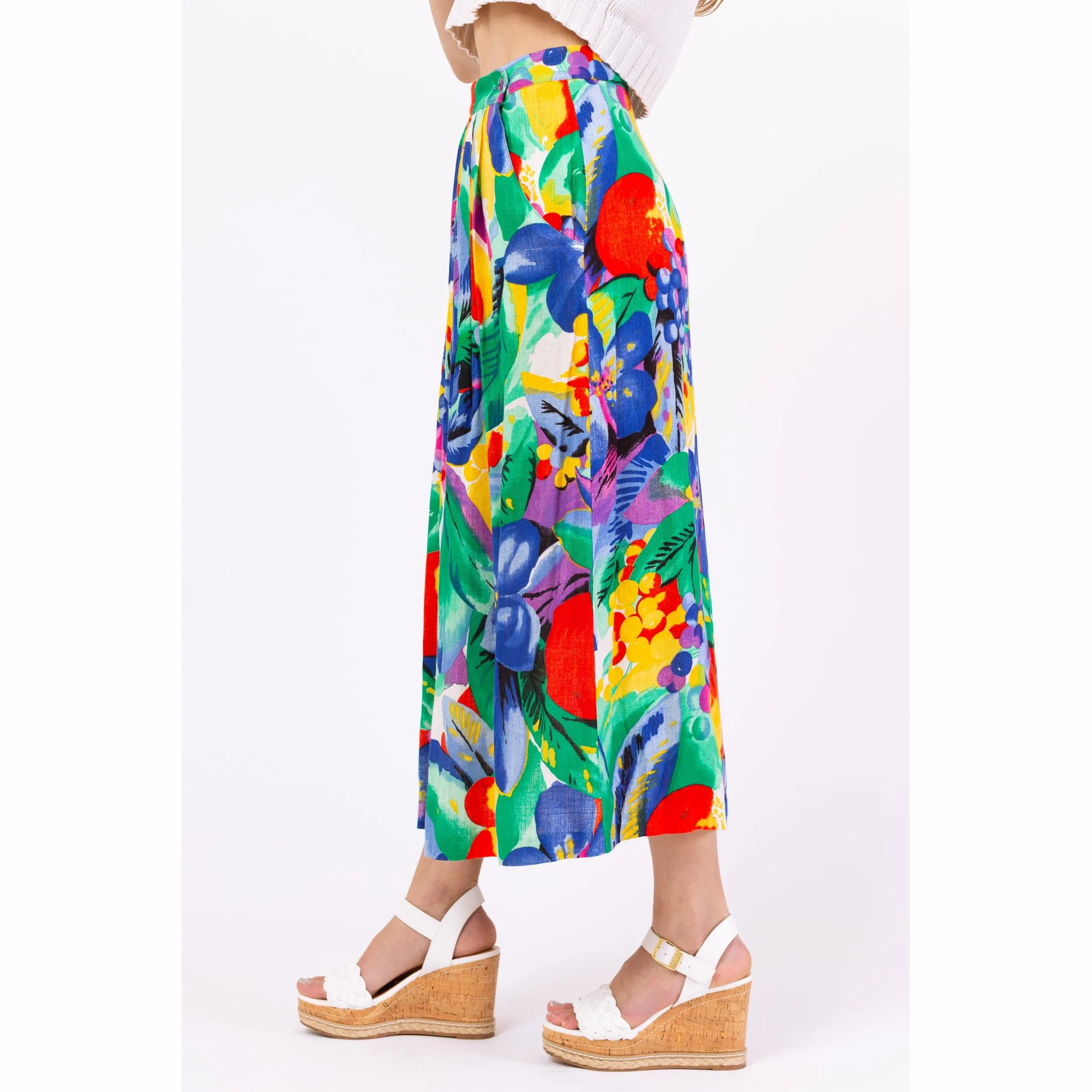 Vintage 90s Fruit Print & Floral Wrap Skirt - Extra Small, 24" Waist