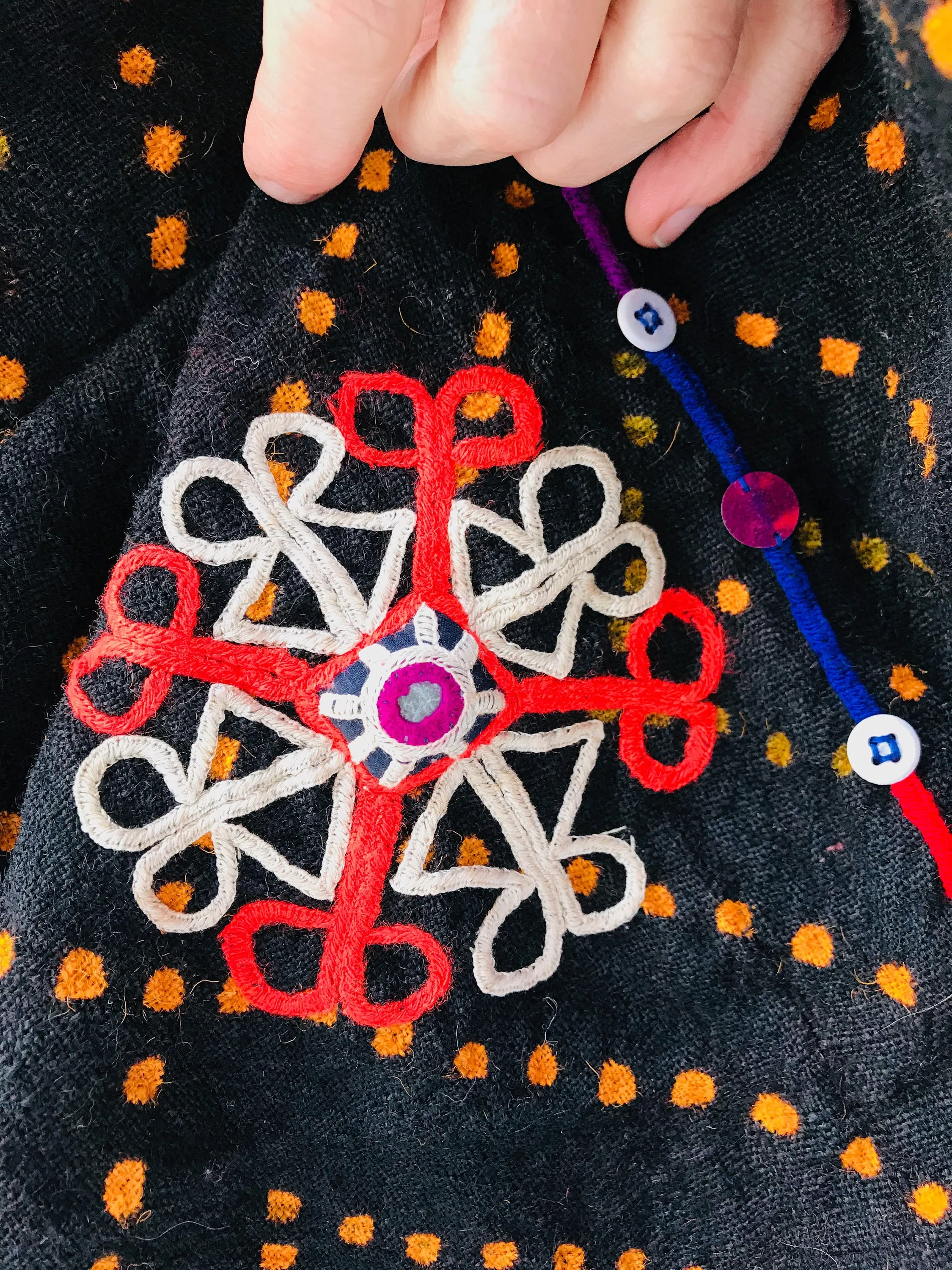 Vintage Rabari Wool Shrug. Embroidered, Mirrorwork