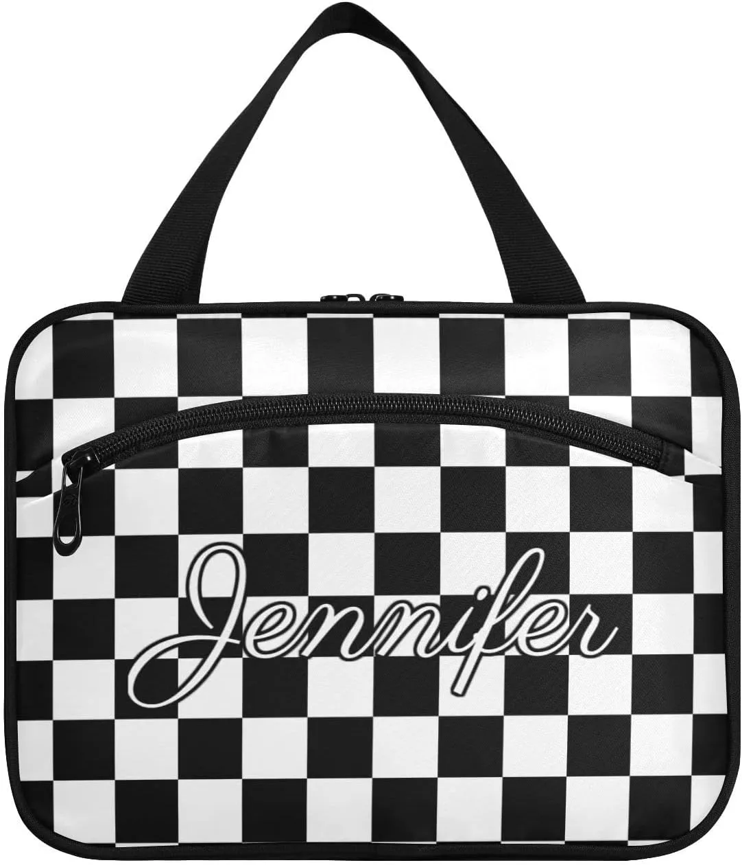 Vnurnrn Custom Chessboard Checkered Travel Toiletry Bag for Women Men Hanging Makeup Bag Portable Cosmetic Organizer Make Up Bag for Cosmetics Traveling Daily Use