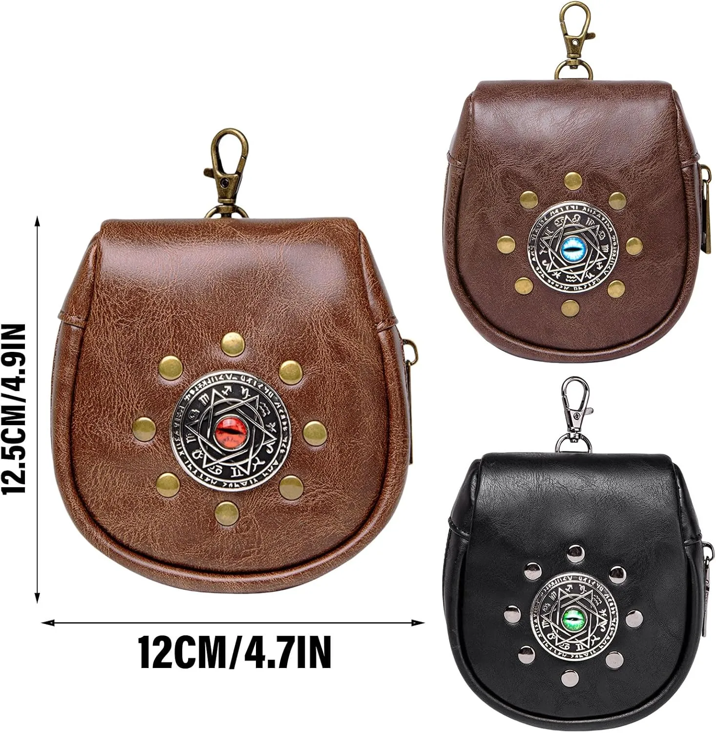 Waist bag,Medieval Embossed PU Leather Belt Pouches Retro Coin Purse for Halloween Party Costume Costume Accessory