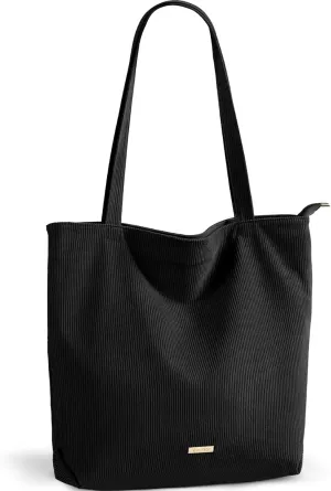 WantGor Women Corduroy Tote Bag, Large Shoulder Hobo Bags Casual Zipper Handbags Work Travel Shopping Bag with Pockets