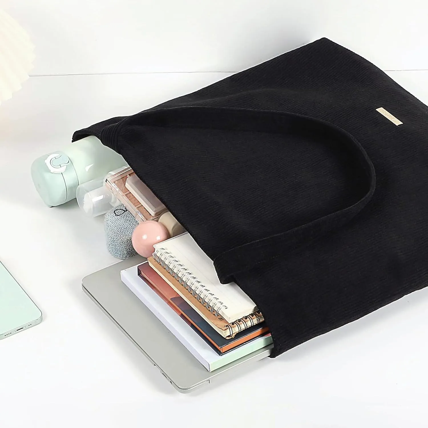 WantGor Women Corduroy Tote Bag, Large Shoulder Hobo Bags Casual Zipper Handbags Work Travel Shopping Bag with Pockets