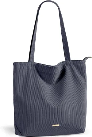 WantGor Women Corduroy Tote Bag, Large Shoulder Hobo Bags Casual Zipper Handbags Work Travel Shopping Bag with Pockets