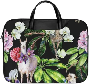 Watercolor Alpaca Llama and Ostrich Laptop Case Slim Water Resistant Computer Bag with Handle Briefcase for Work