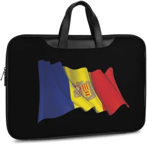 Waving Flag Andorran Leather Bag Laptop Case Slim Water Resistant Computer Bags with Handle Briefcase for Work
