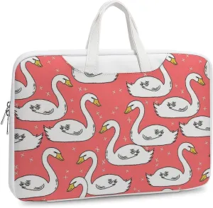 White Swans Leather Bag Laptop Case Slim Water Resistant Computer Bags with Handle Briefcase for Work