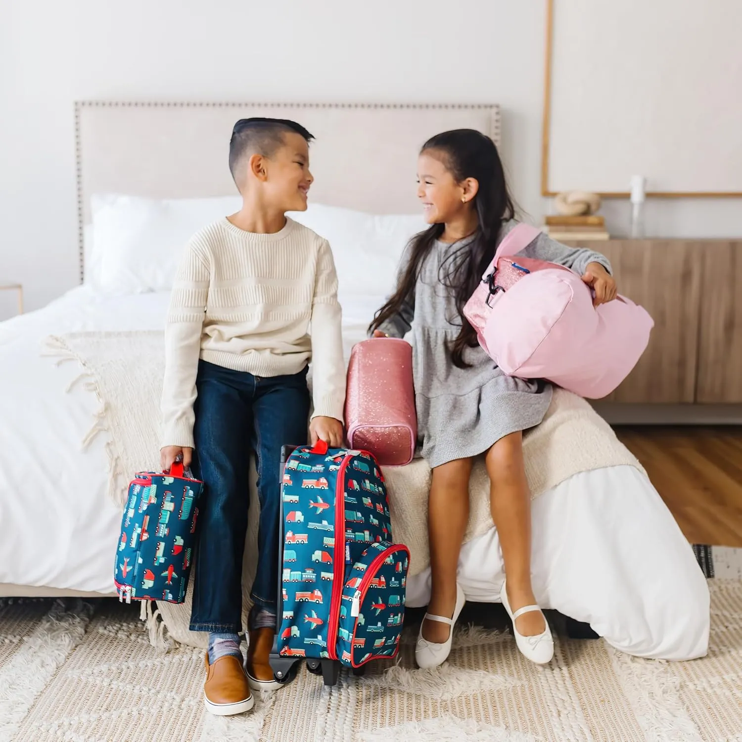 Wildkin Kids Overnighter Duffel Bag  Carry-On Size, Ideal for School & Sleepovers  Blue Camo