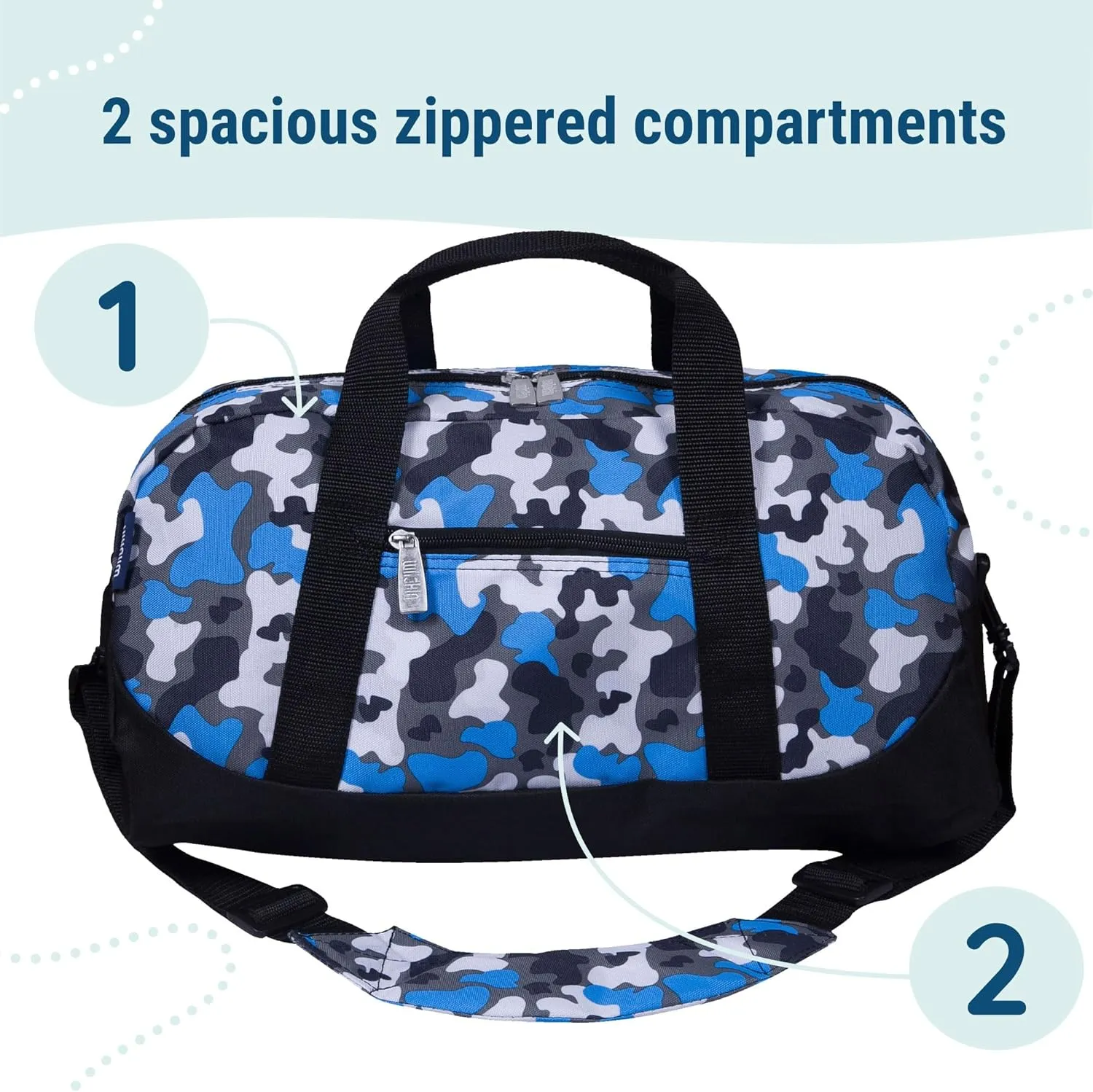 Wildkin Kids Overnighter Duffel Bag  Carry-On Size, Ideal for School & Sleepovers  Blue Camo