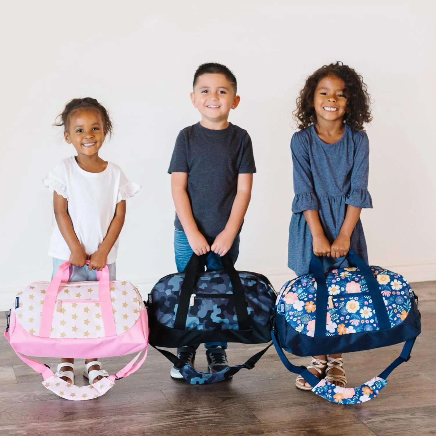 Wildkin Kids Overnighter Duffel Bag  Carry-On Size, Ideal for School & Sleepovers  Blue Camo