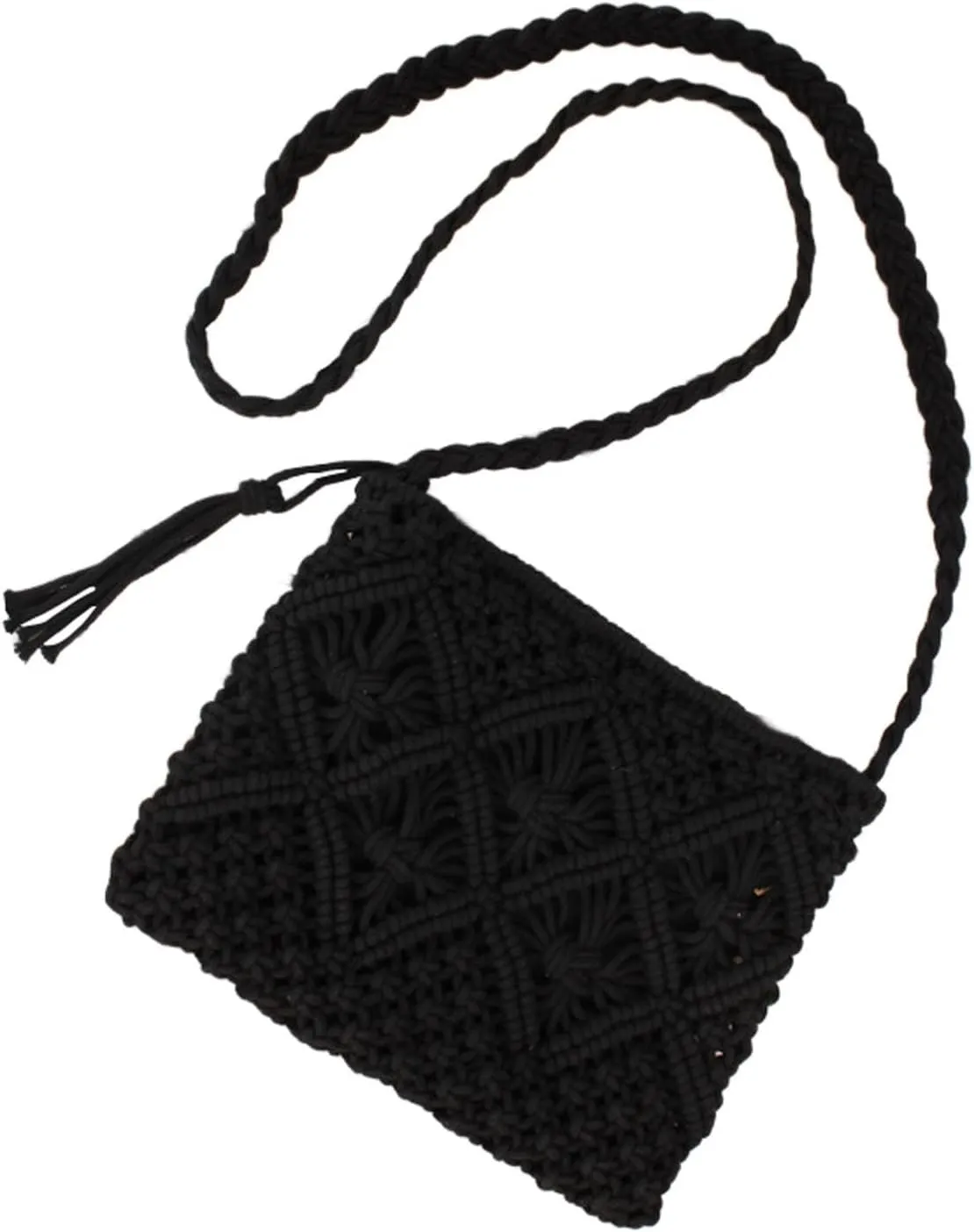 Womens Handwoven Crossbody Purse Summer Beach Clutch Purses Woven Handmade Shoulder Men Bags Shoulder (Black, One Size)