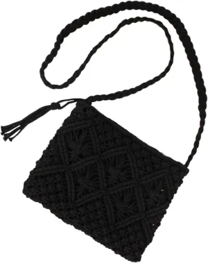 Womens Handwoven Crossbody Purse Summer Beach Clutch Purses Woven Handmade Shoulder Men Bags Shoulder (Black, One Size)