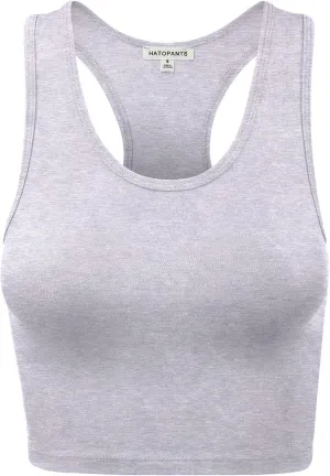 Women's Sleeveless Racerback Crop Camisole Tank Tops Cotton Basic Shirts