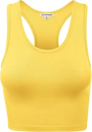 Women's Sleeveless Racerback Crop Camisole Tank Tops Cotton Basic Shirts