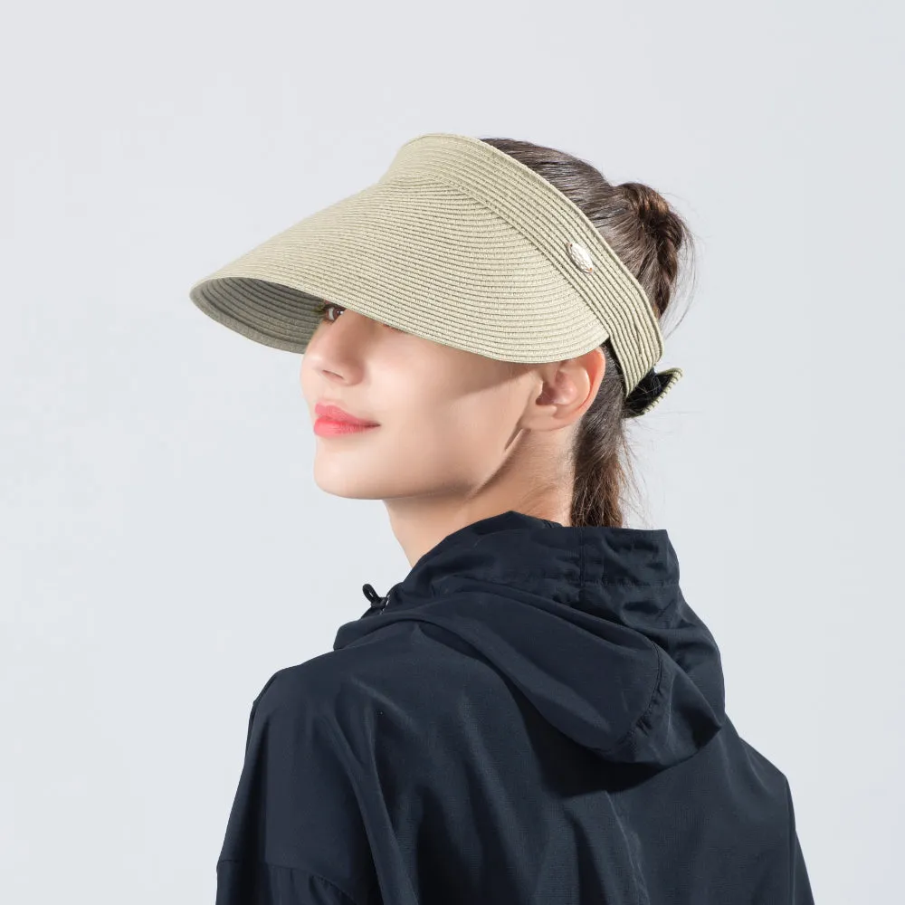 Women's Wide-Brim Roll-up Foldable Straw Hat UPF 50 