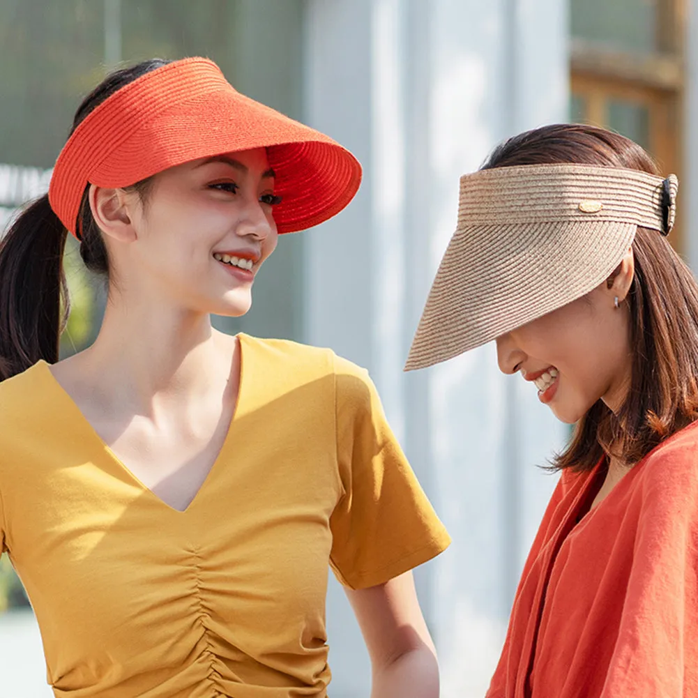 Women's Wide-Brim Roll-up Foldable Straw Hat UPF 50 