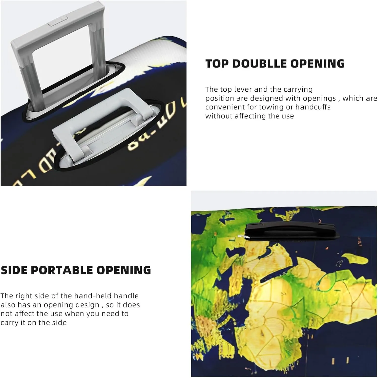 World Map Print Washable Suitcase Cover Protective Luggage Cover Anti Scratch Travel Gear Protector