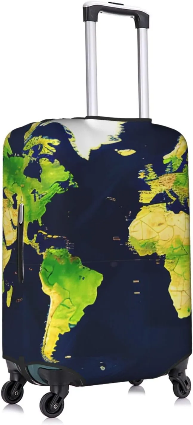 World Map Print Washable Suitcase Cover Protective Luggage Cover Anti Scratch Travel Gear Protector