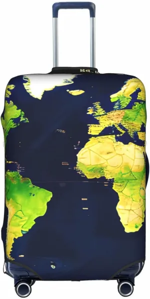 World Map Print Washable Suitcase Cover Protective Luggage Cover Anti Scratch Travel Gear Protector
