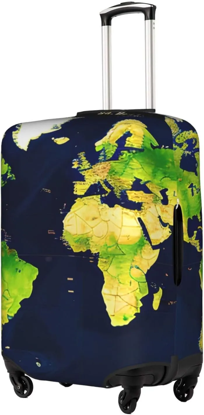 World Map Print Washable Suitcase Cover Protective Luggage Cover Anti Scratch Travel Gear Protector