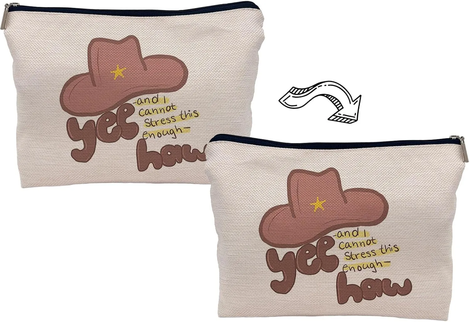Yeehaw Cowgirl Western Makeup Bag - Nashville Girls' Cosmetic Bag, Funny Gifts for Women Cowgirls