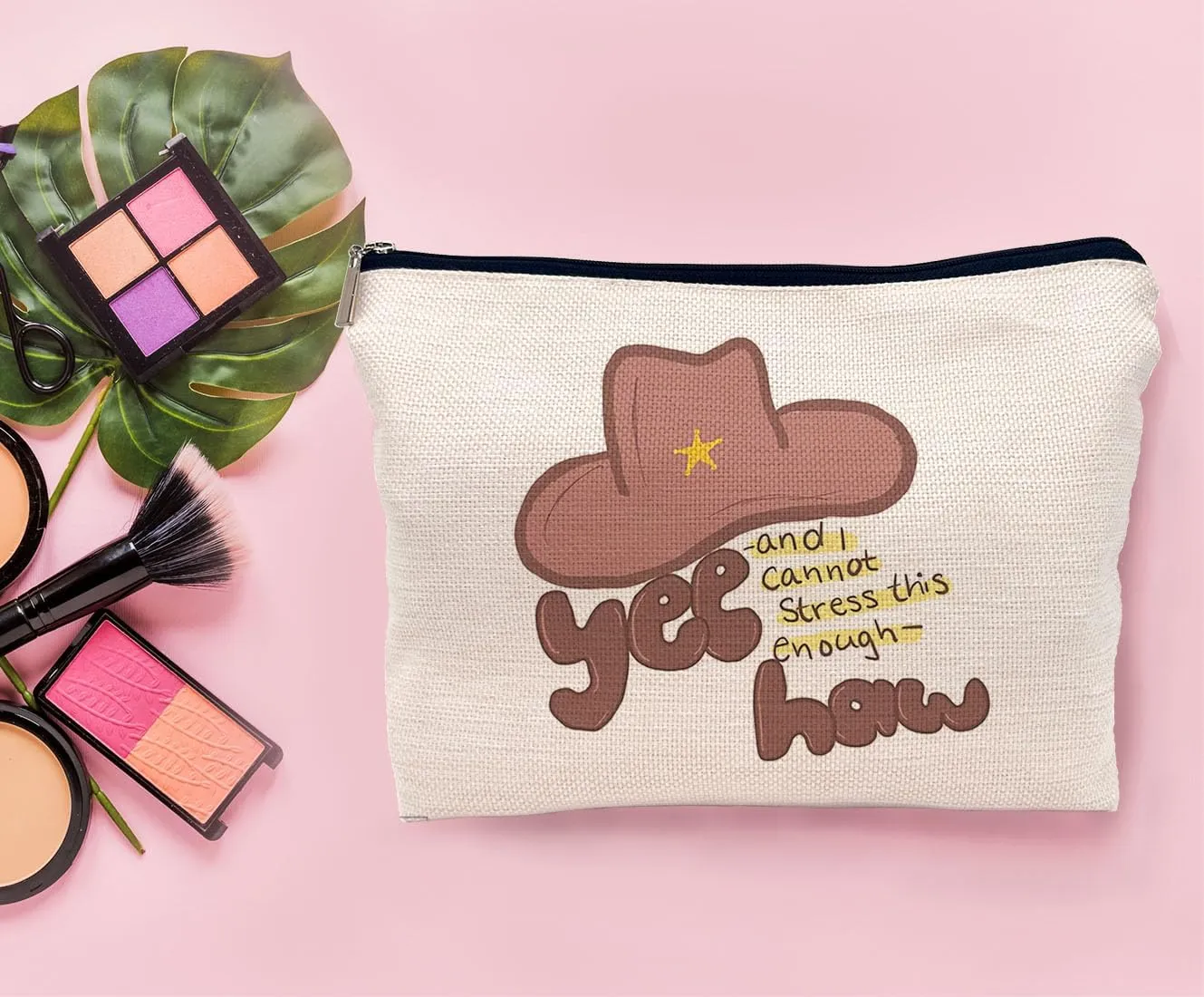 Yeehaw Cowgirl Western Makeup Bag - Nashville Girls' Cosmetic Bag, Funny Gifts for Women Cowgirls