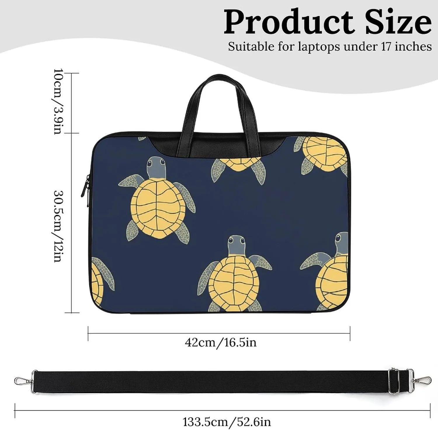Yellow Turtles Leather Bag Laptop Case Slim Water Resistant Computer Bags with Handle Briefcase for Work