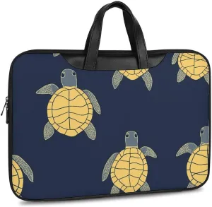 Yellow Turtles Leather Bag Laptop Case Slim Water Resistant Computer Bags with Handle Briefcase for Work
