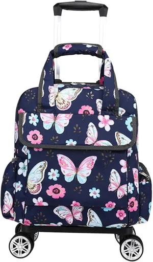 Yiju Duffle with Wheels Garment Bag with Wheels with 2 Wheel Travel Tote Clothing Tote Large Capacity Holdall Rolling Duffel Bag, Butterfly