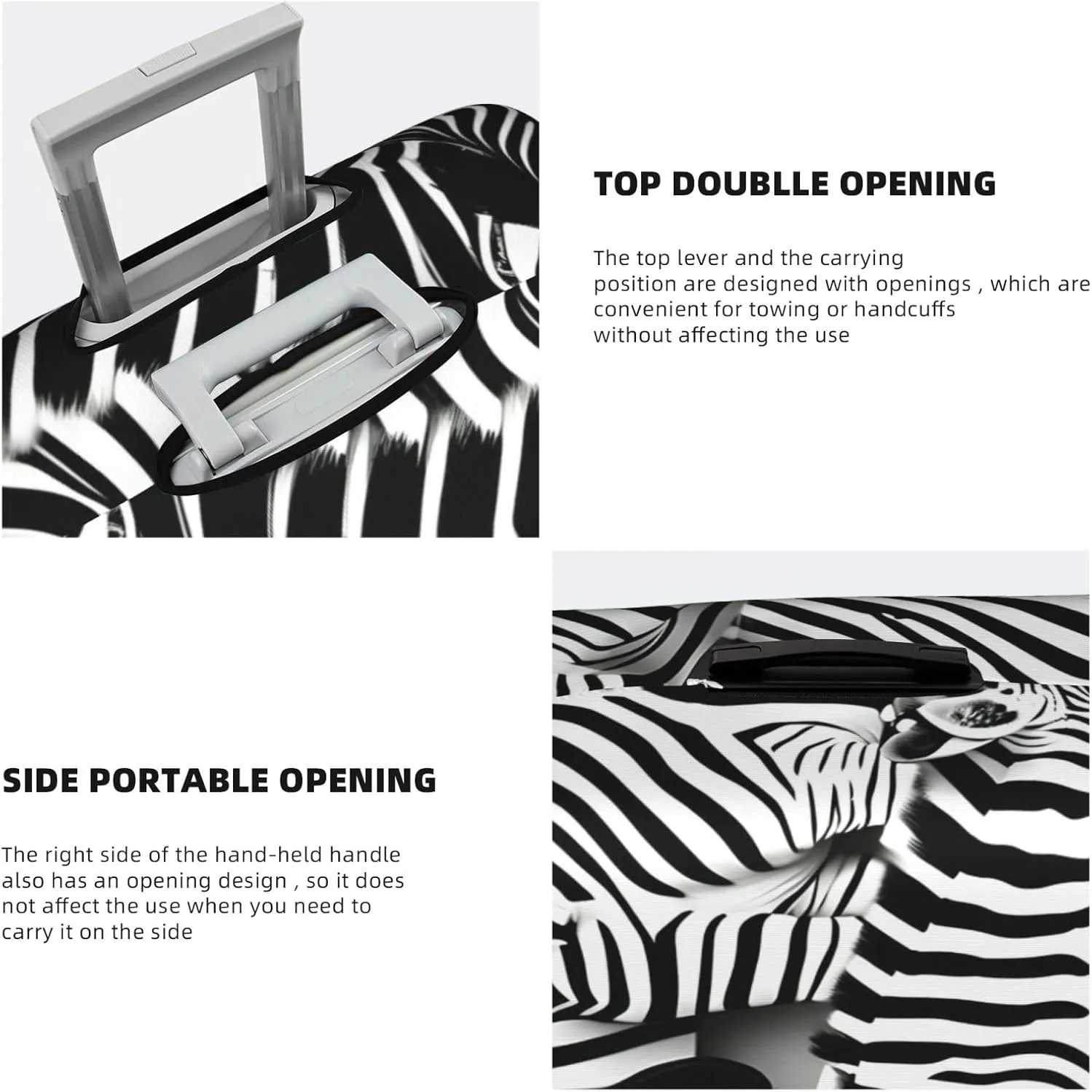 Zebra Print Washable Suitcase Cover Protective Luggage Cover Anti Scratch Travel Gear Protector